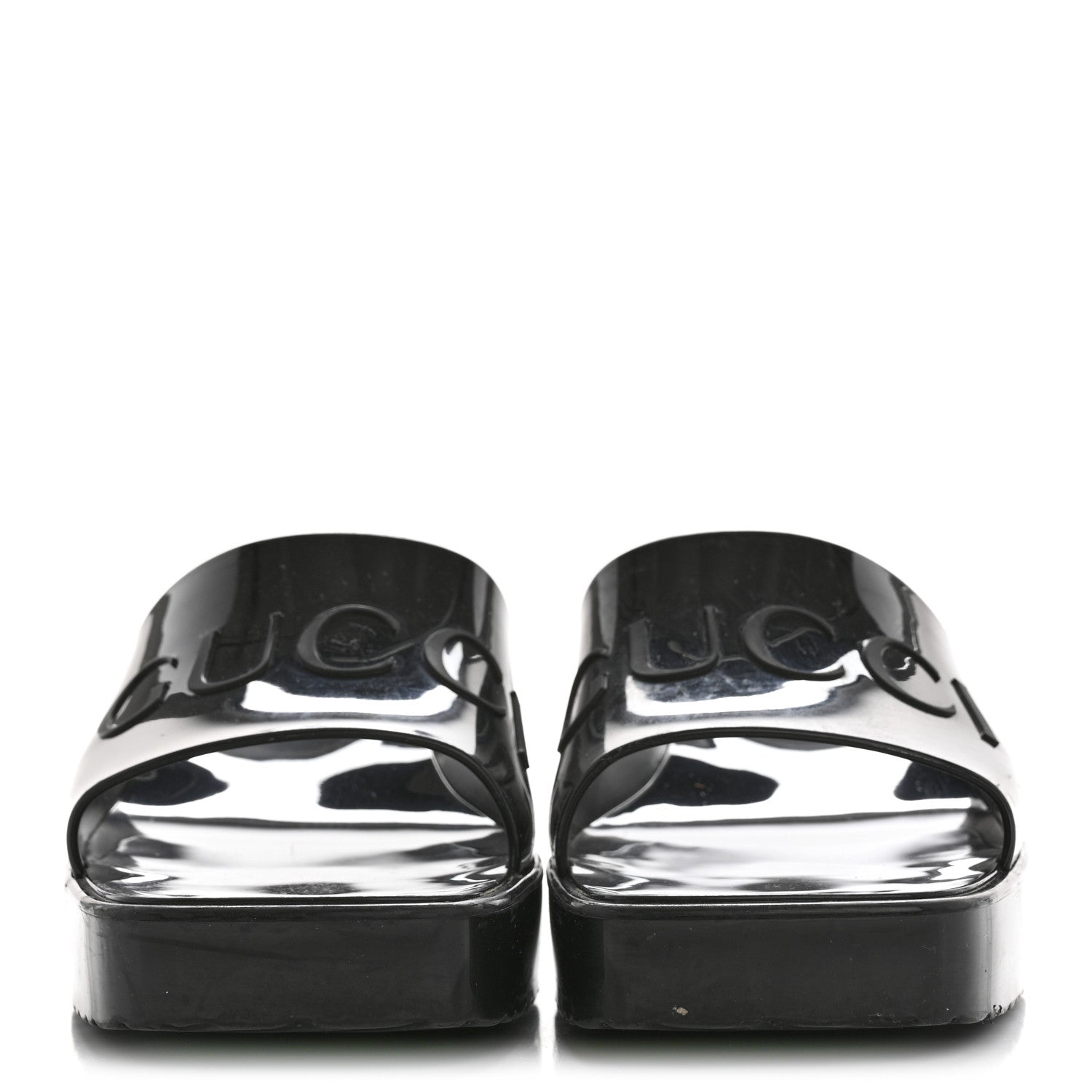 Gucci Rubber Gucci Logo Womens Platform 20/60mm Slide Sandals 37 Black 3 of 10