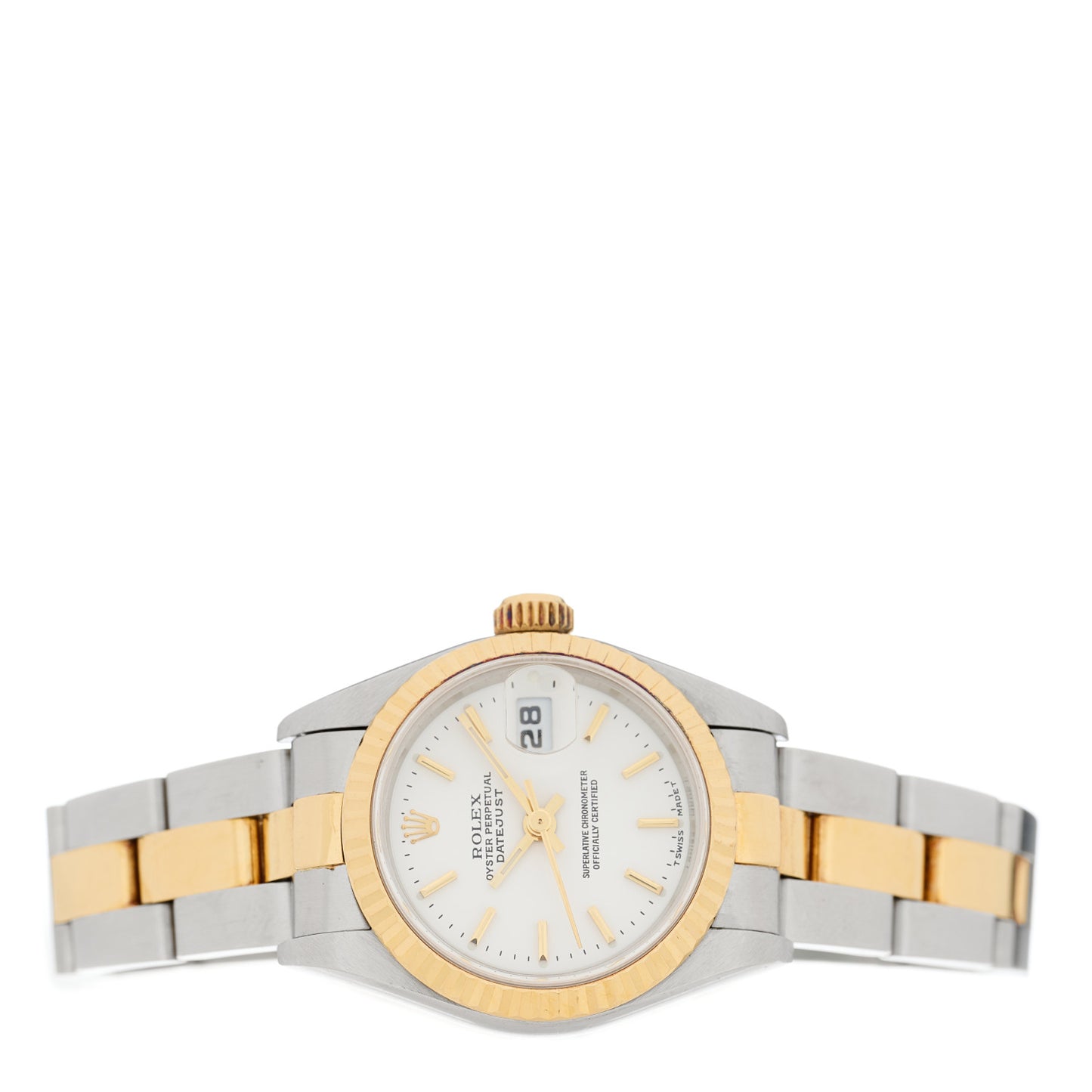 Stainless Steel 18K Yellow Gold 26mm Oyster Perpetual Datejust Watch White 69173