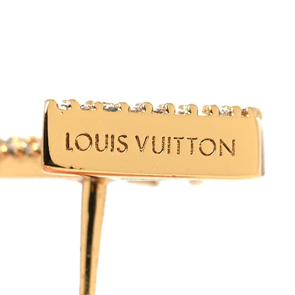 Louis Vuitton Metal Crystal LV Iconic Earrings Gold 4 of 5