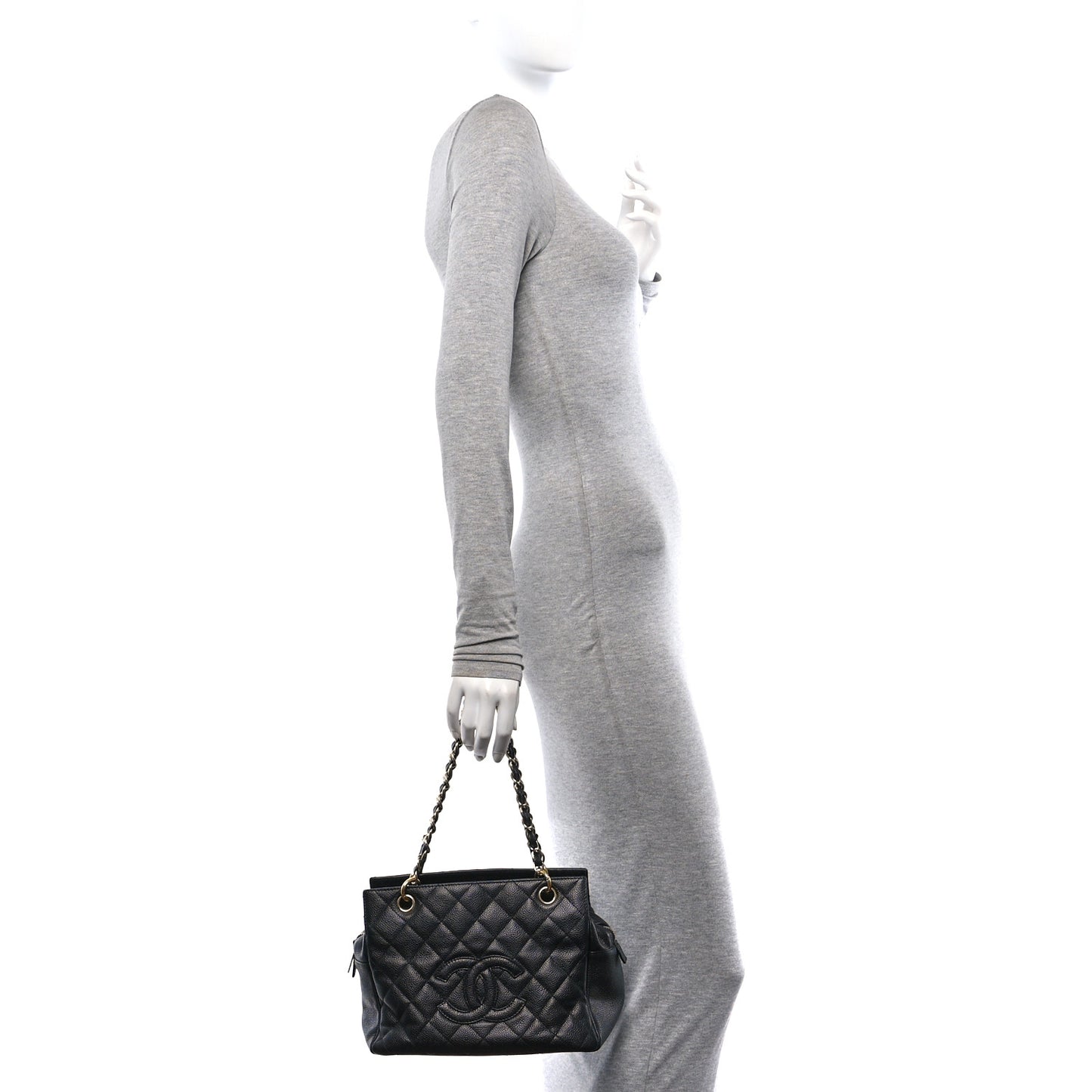 Caviar Quilted Petit Timeless Tote PTT Black