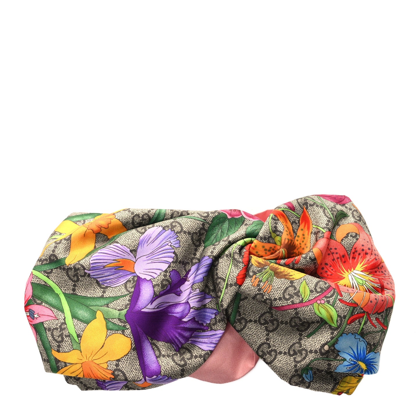 Silk Monogram Flora Print Headband M Pink