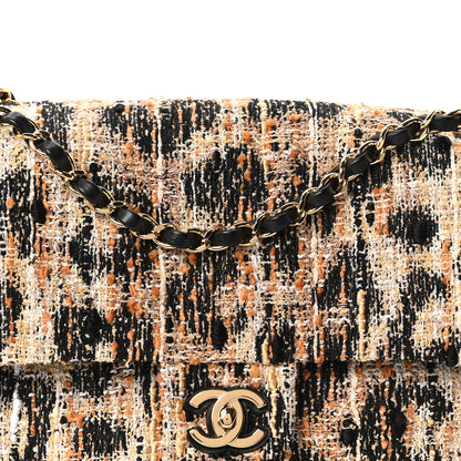 Chanel Tweed Mixed Fibers Leopard Print Small Souplissimo Maxi Flap Brown Black White 8 of 11
