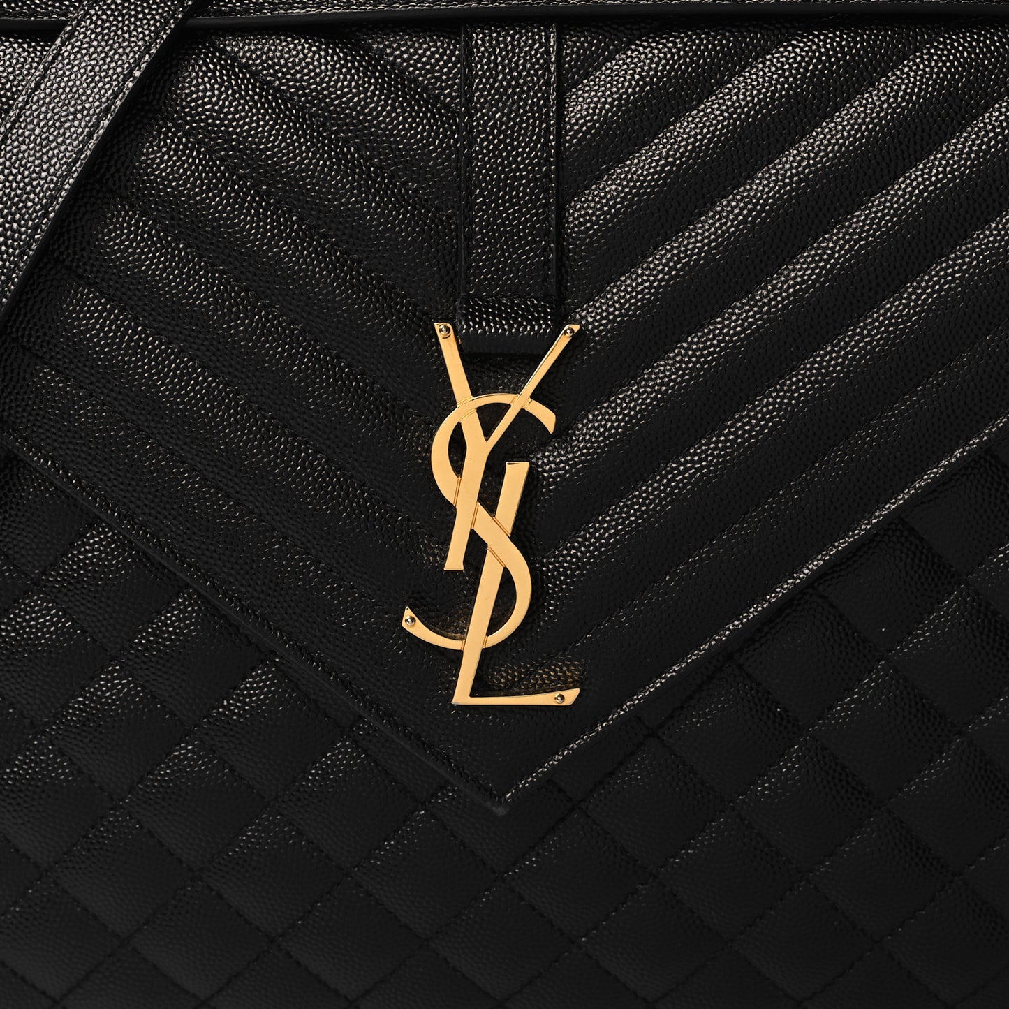Grain De Poudre Textured Mixed Matelasse Large Triquilt Monogram Satchel Black