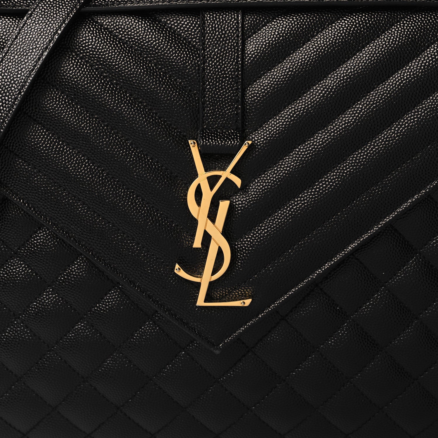 Saint Laurent Grain De Poudre Textured Mixed Matelasse Large Triquilt Monogram Satchel Black 7 of 10