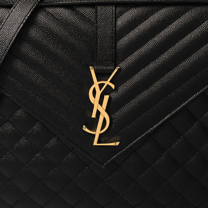 Saint Laurent Grain De Poudre Textured Mixed Matelasse Large Triquilt Monogram Satchel Black 7 of 10