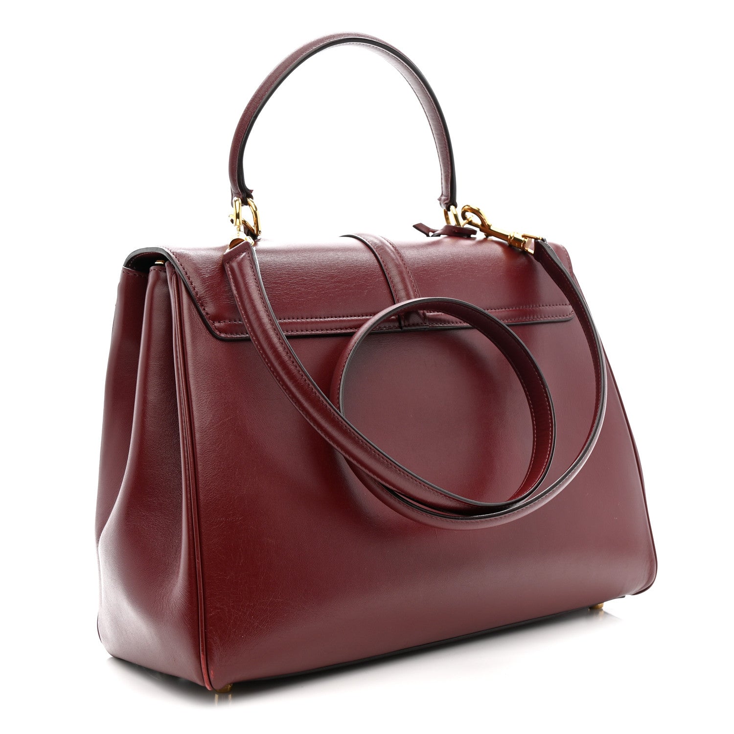 Celine Satinated Calfskin Medium 16 Top Handle Bag Light Burgundy 3 of 16