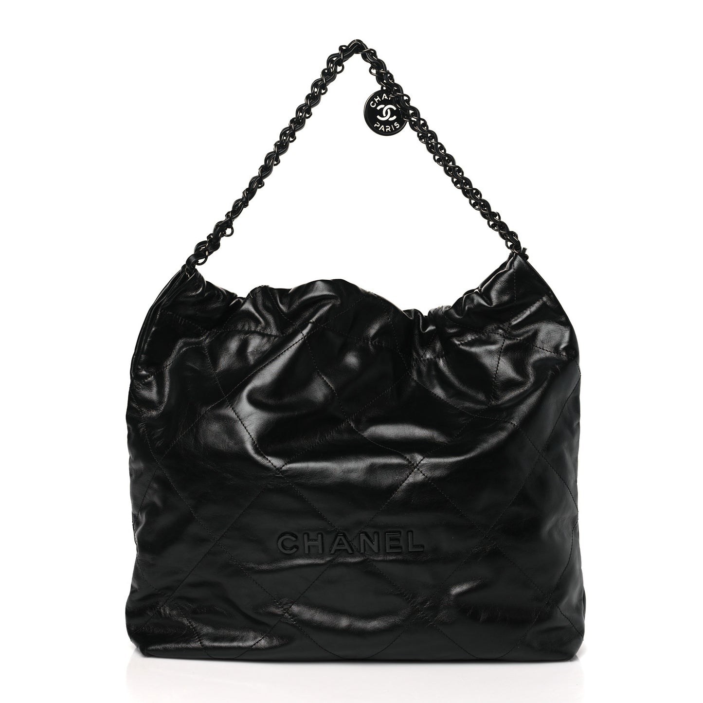 Shiny Calfskin Quilted Chanel 22 So Black