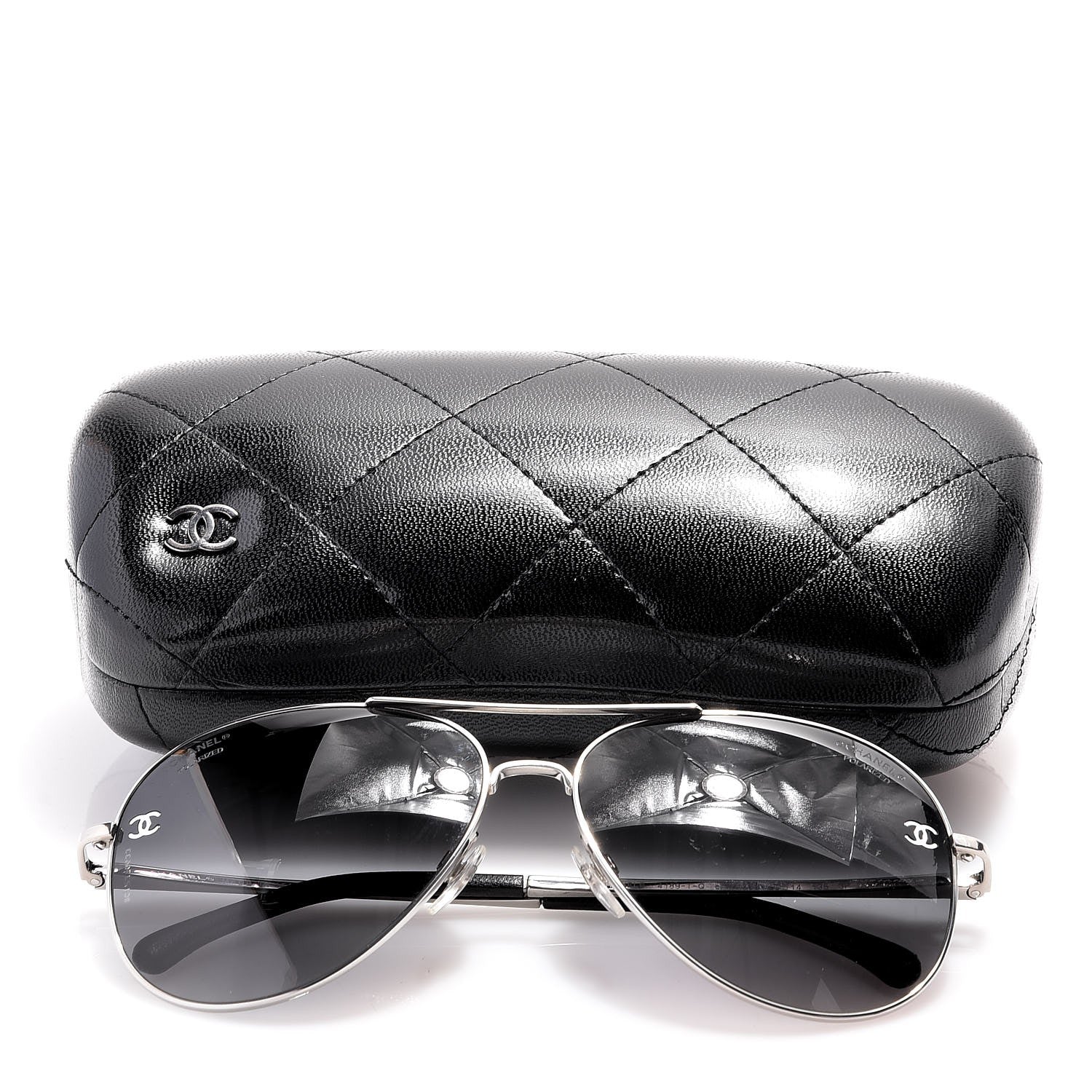 Chanel Metal Polarized CC Aviator Sunglasses 4189-T-Q Silver 7 of 7