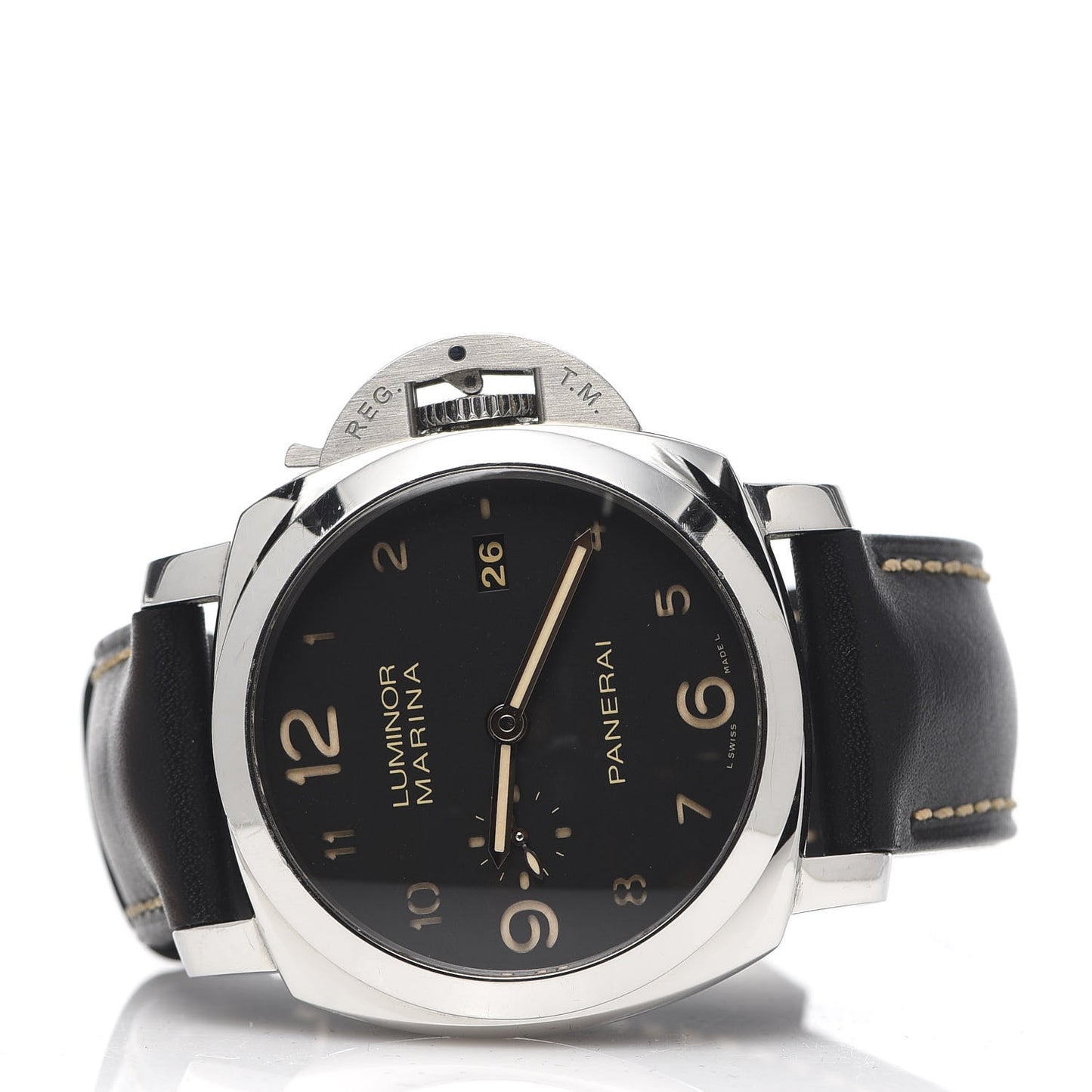 Stainless Steel Calfskin 44mm Luminor Marina 1950 Automatic Watch Black PAM00359