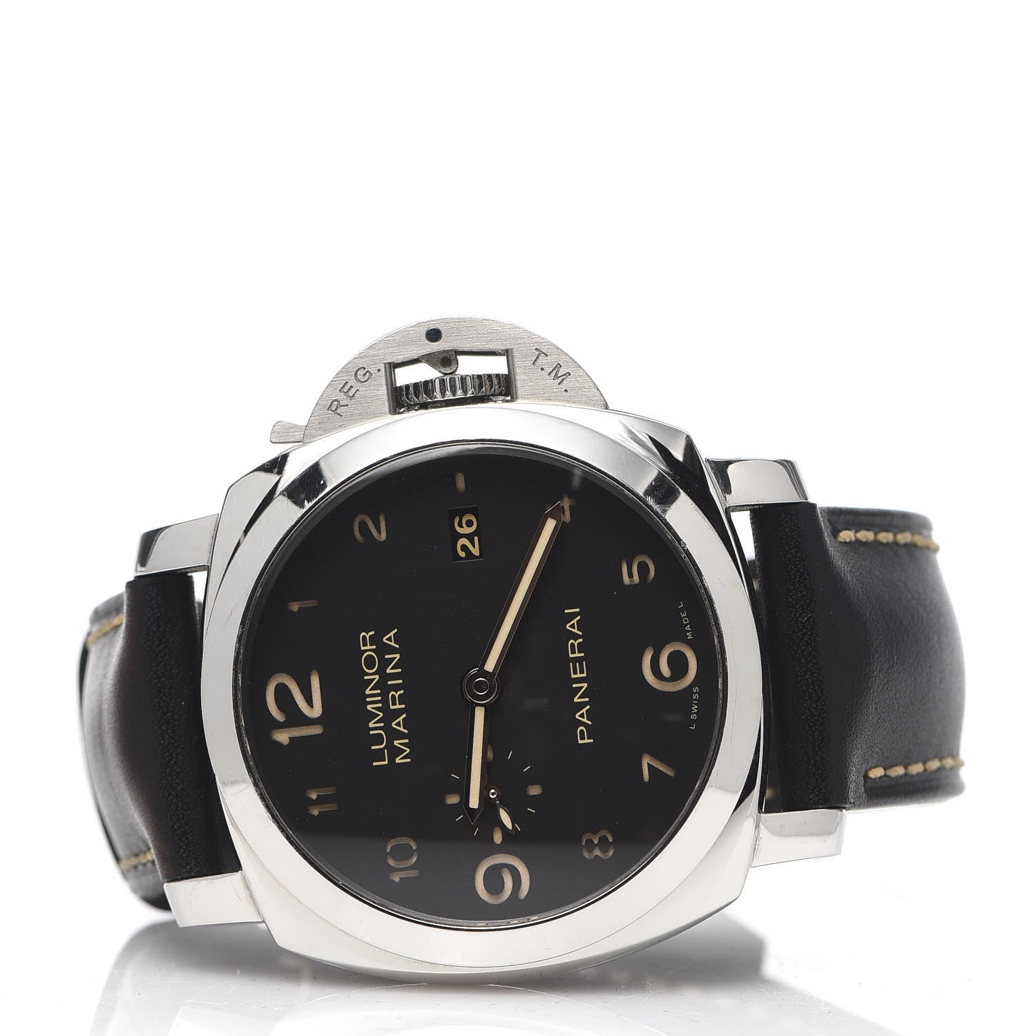 Panerai Stainless Steel Calfskin 44mm Luminor Marina 1950 Automatic Watch Black PAM00359 3 of 9