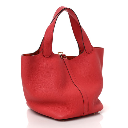 Hermes Taurillon Clemence Picotin Lock 22 MM Rouge de Coeur 3 of 9