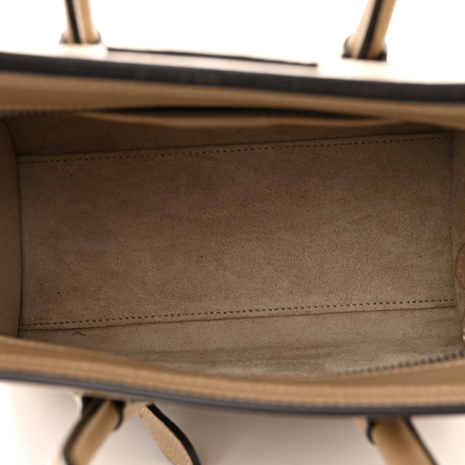 Celine Drummed Calfskin Nano Luggage Dune 5 of 13