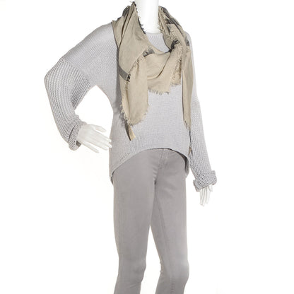 Burberry Modal Wool Chambray Overdyed Check Square Scarf Pale Stone 2 of 7