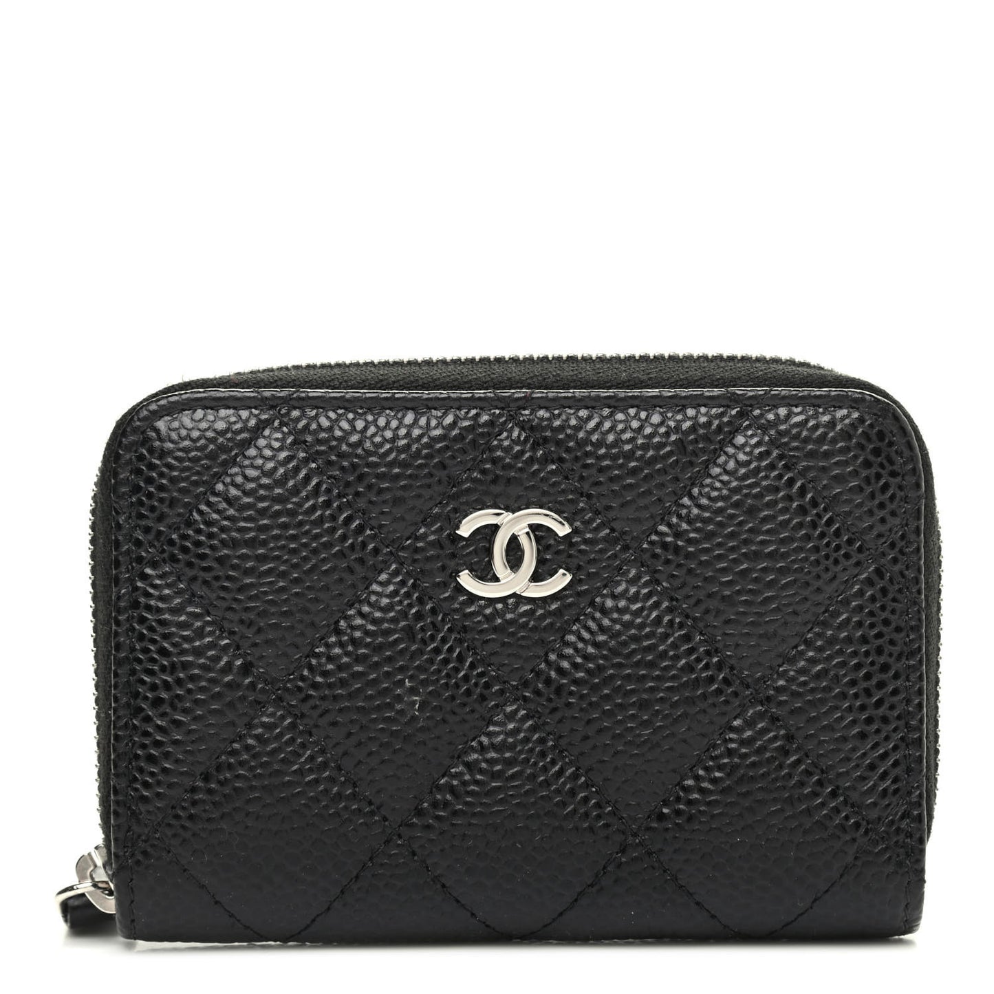 Caviar Quilted Zip Coin Purse Black