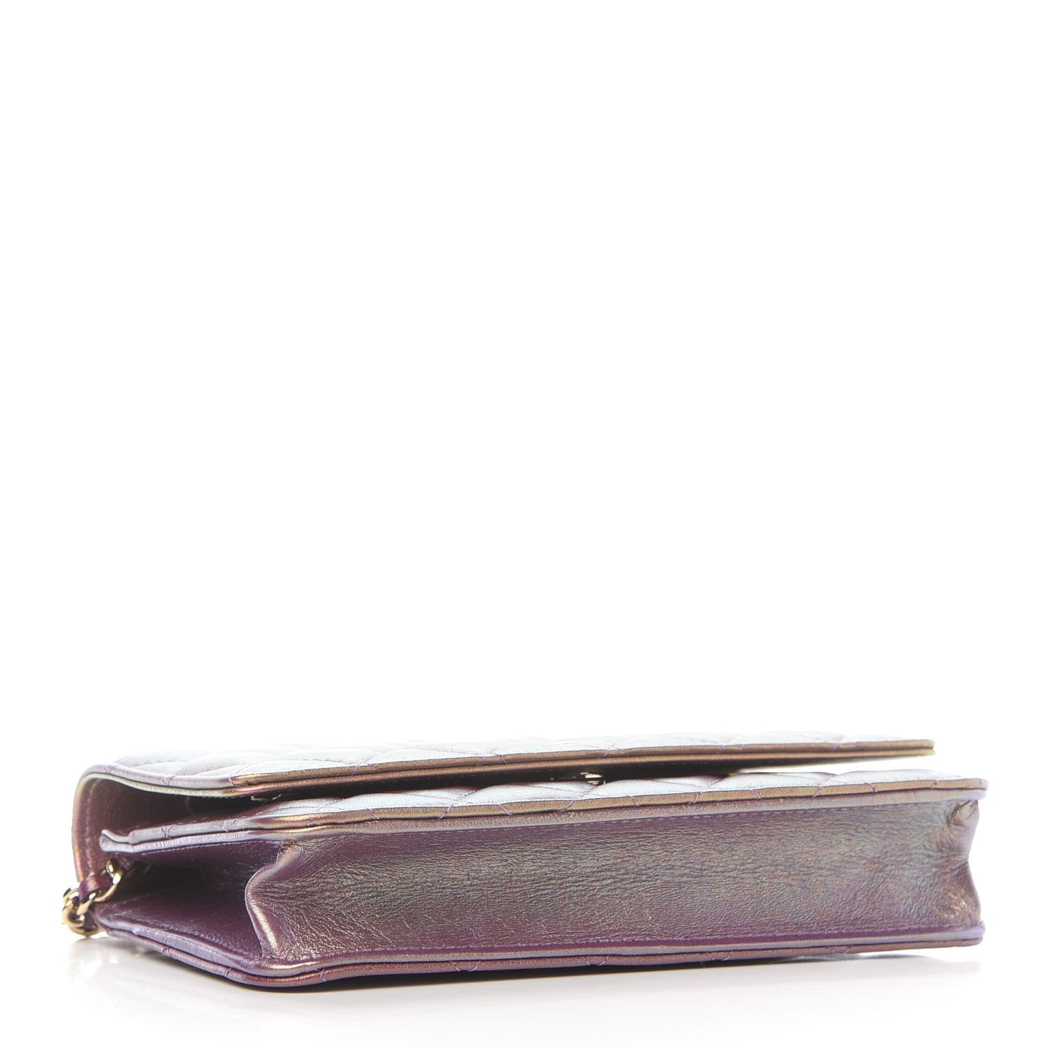 Chanel Iridescent Lambskin Quilted Wallet On Chain WOC Dark Purple 4 of 11