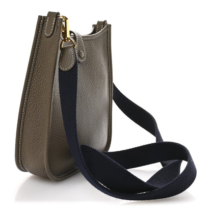Hermes Taurillon Clemence Amazone Evelyne TPM Etoupe Bleu Indigo 3 of 11