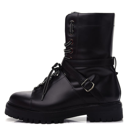 Valentino Garavani Smooth Calfskin Rockstud Buckled 25mm Combat Boots 40 Black 1 of 11