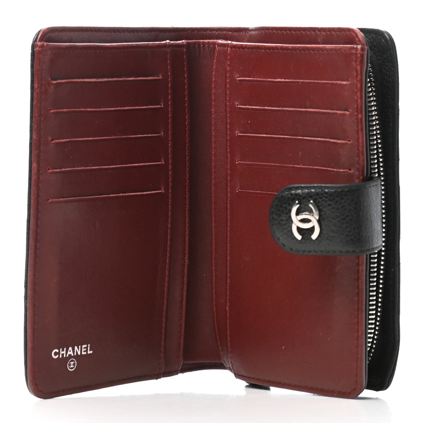 Caviar Quilted Zipped Pocket Wallet Black