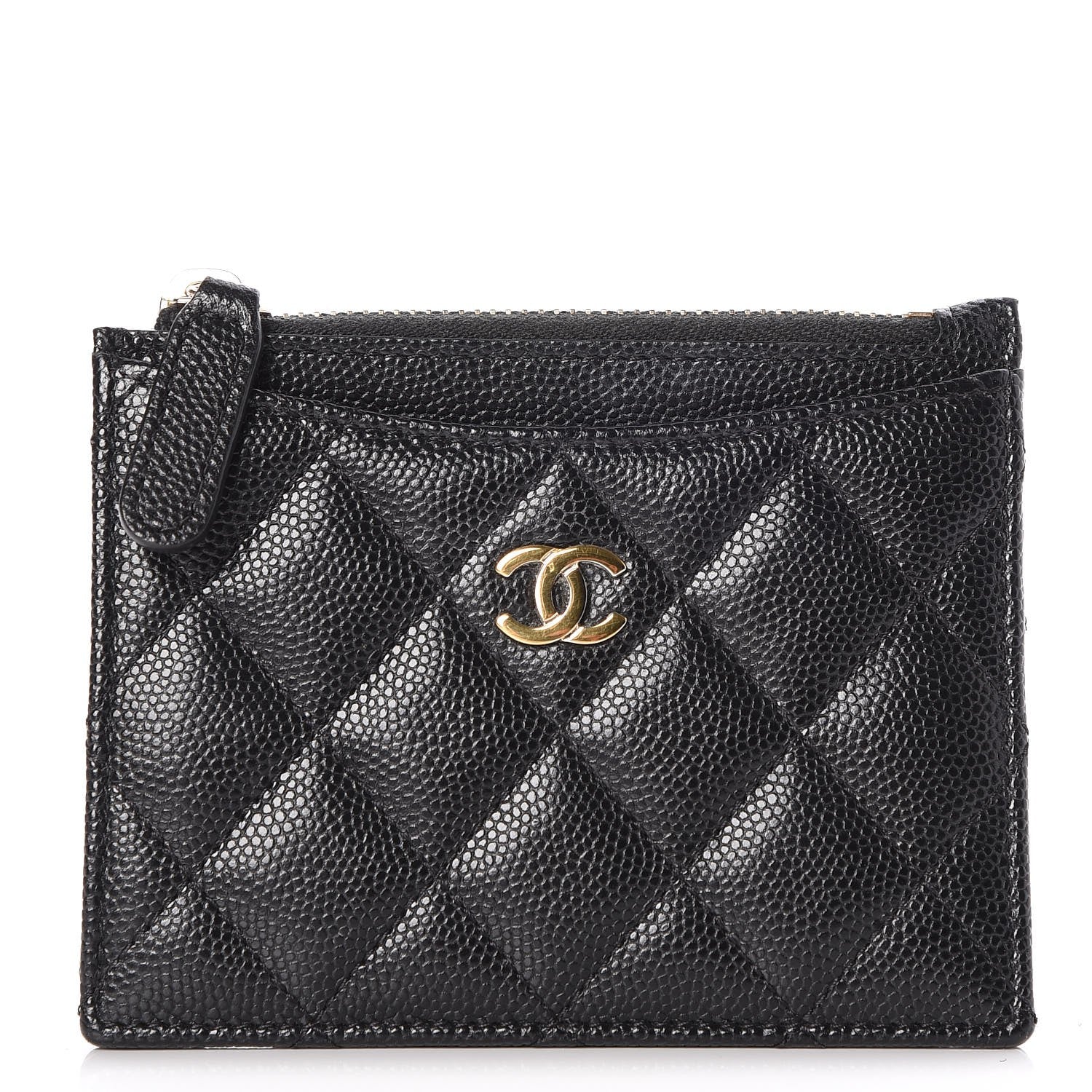Chanel Caviar Quilted CC Zip Card Holder Black 1 of 8