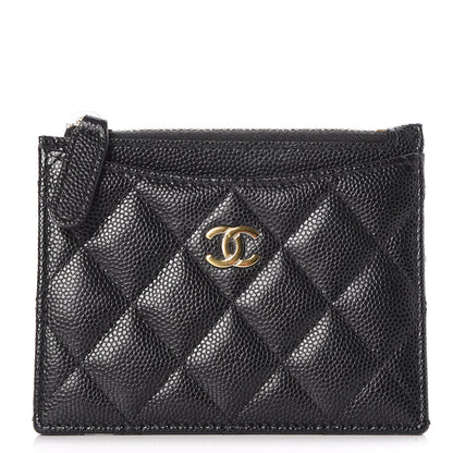 Chanel Caviar Quilted CC Zip Card Holder Black 1 of 8