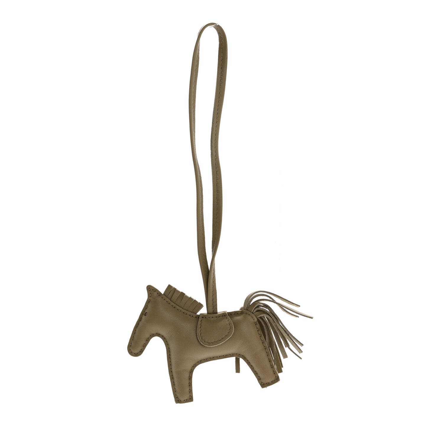 Milo Lambskin Grigri Rodeo Horse Bag Charm PM Beige Marfa