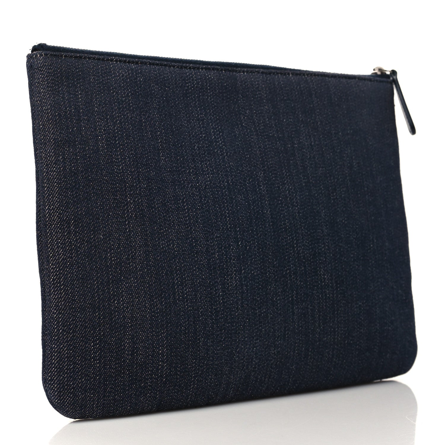 Chanel Denim Medium Deauville Pouch Clutch Blue Orange 3 of 7