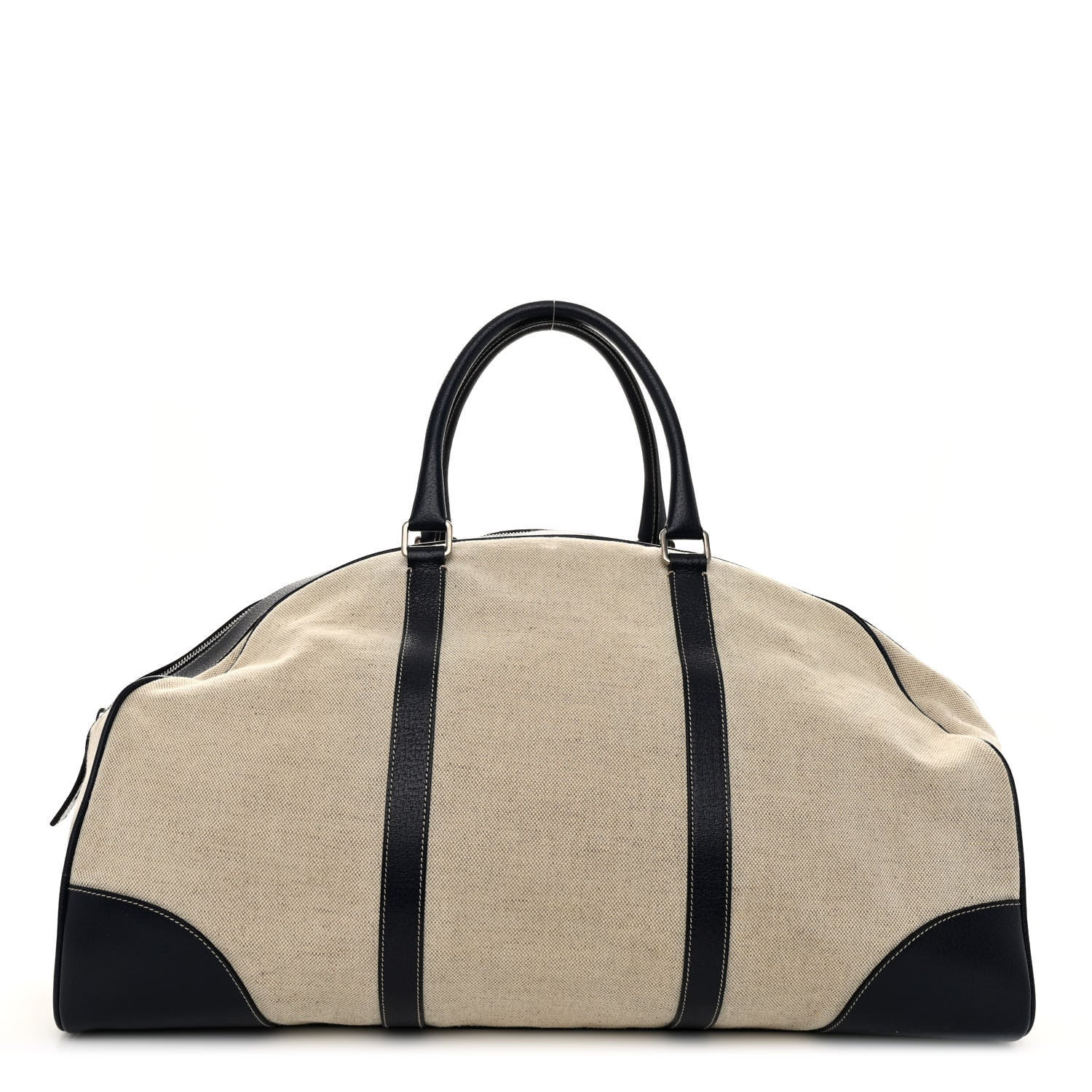 Prada Canvas Calfskin Duffle Beige Navy 1 of 9
