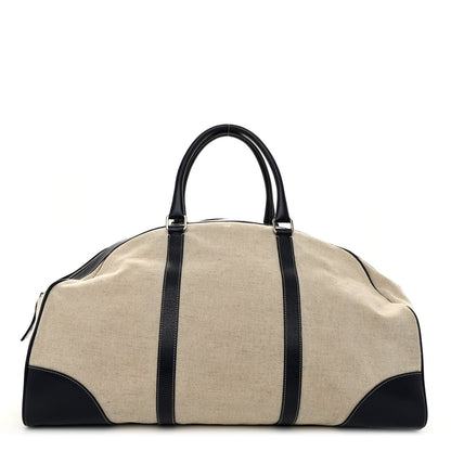 Prada Canvas Calfskin Duffle Beige Navy 1 of 9