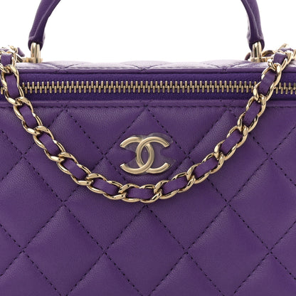 Chanel Lambskin Quilted Small Top Handle Vanity Case With Chain Purple 8 of 11