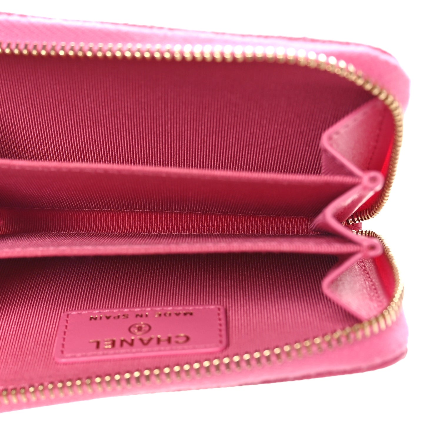Caviar Quilted Zip Coin Purse Pink