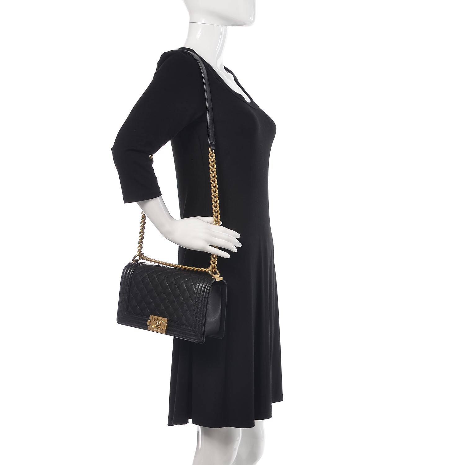 Chanel Caviar Quilted Medium Boy Flap Black 2 of 9