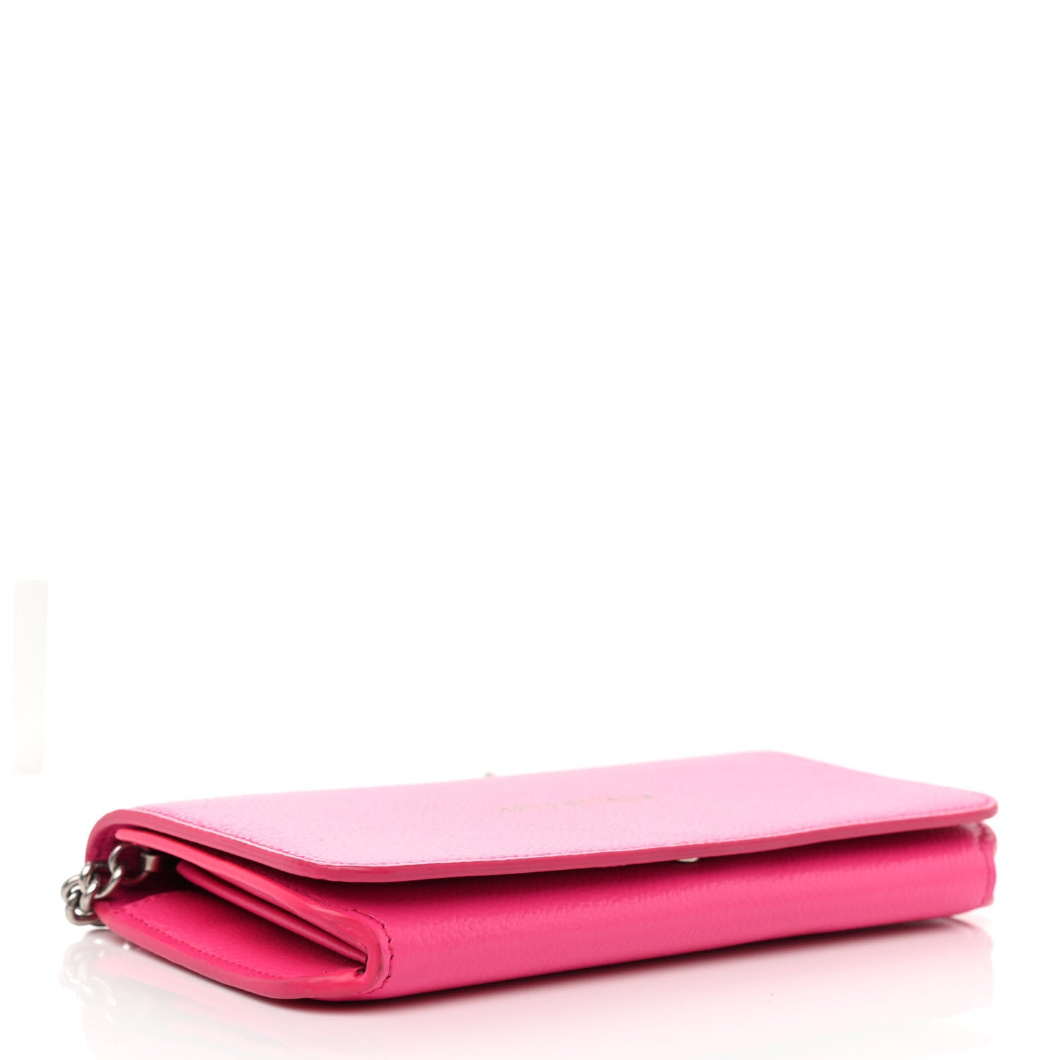 Balenciaga Grained Calfskin Logo Cash Continental Wallet on Chain Acid Pink Black 4 of 7