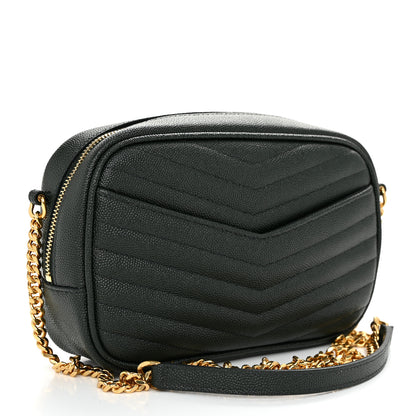 Saint Laurent Grain De Poudre Matelasse Monogram Mini Lou Camera Bag New Vert Fonce 3 of 10