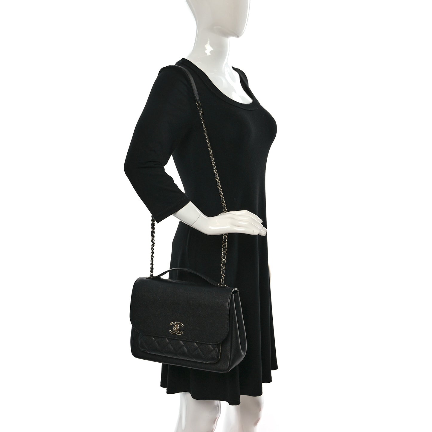 Caviar Quilted Large Business Affinity Flap Black