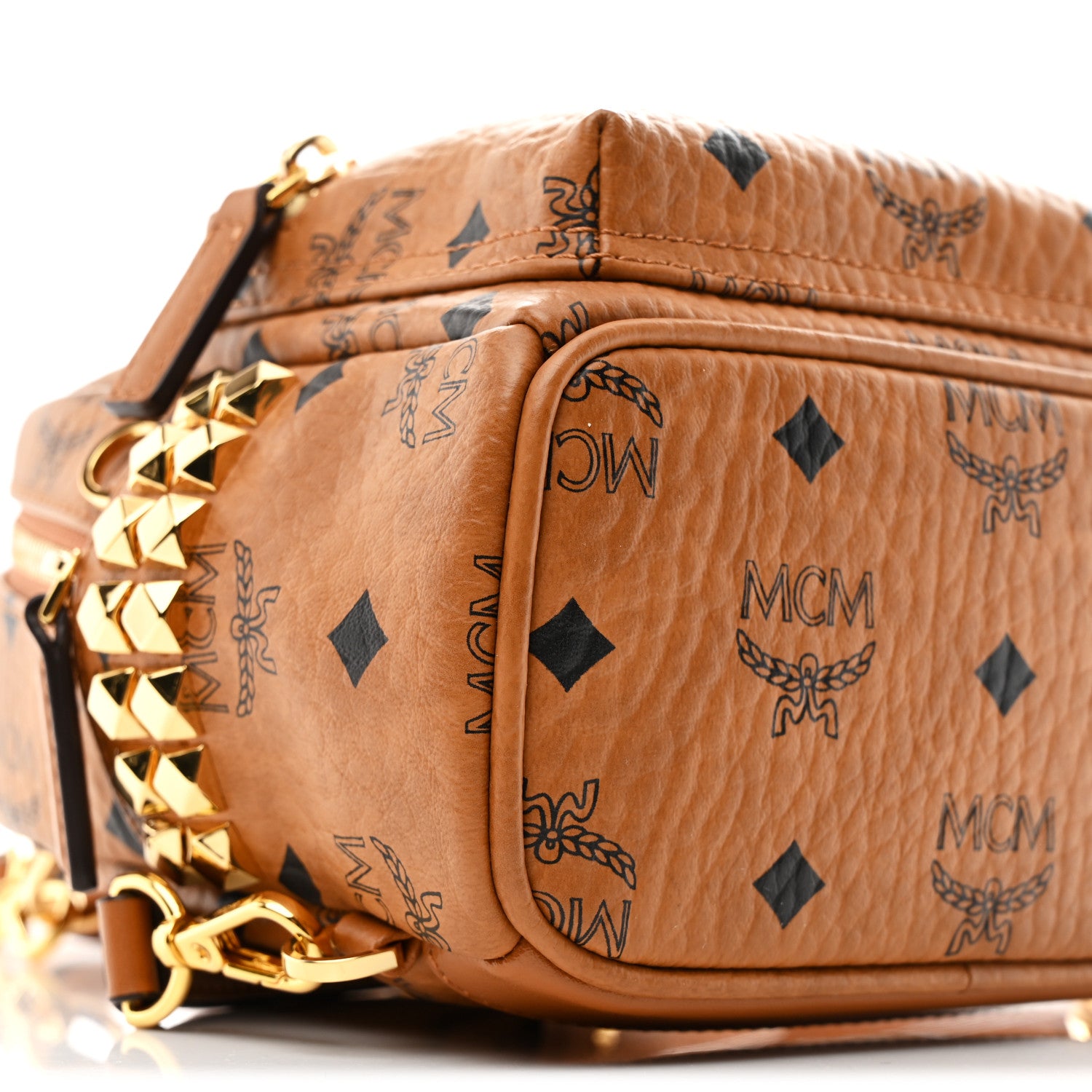 MCM Visetos Side Stud X-Mini Stark Backpack Cognac 1845966