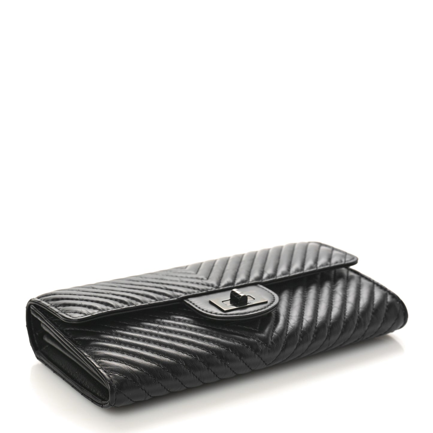 Aged Calfskin Quilted Large Reissue Gusset Flap Wallet So Black