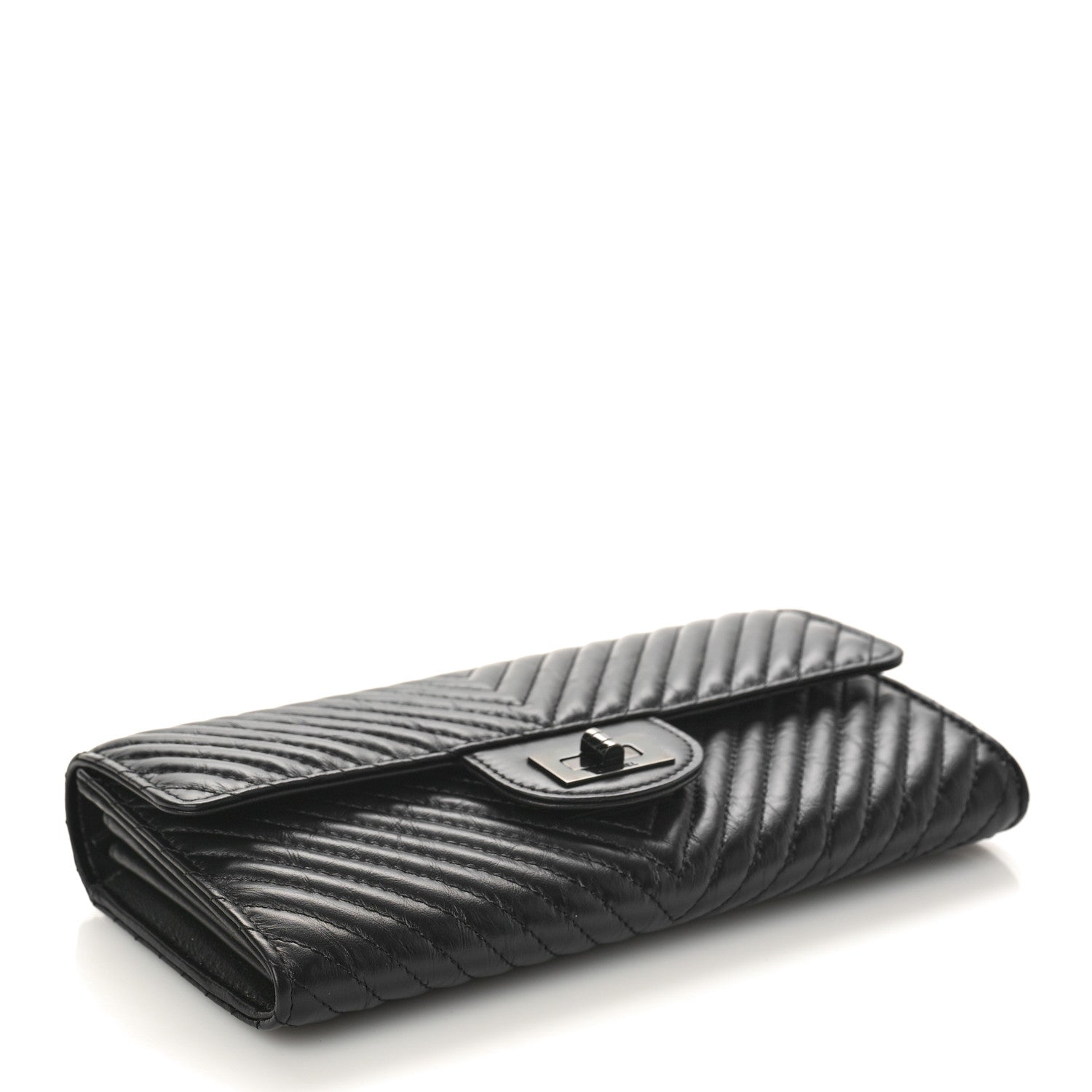 Chanel Aged Calfskin Quilted Large Reissue Gusset Flap Wallet So Black 4 of 9