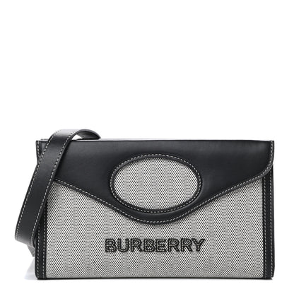 Burberry Canvas Calfskin Foldover Pocket Bag Black 1 of 15