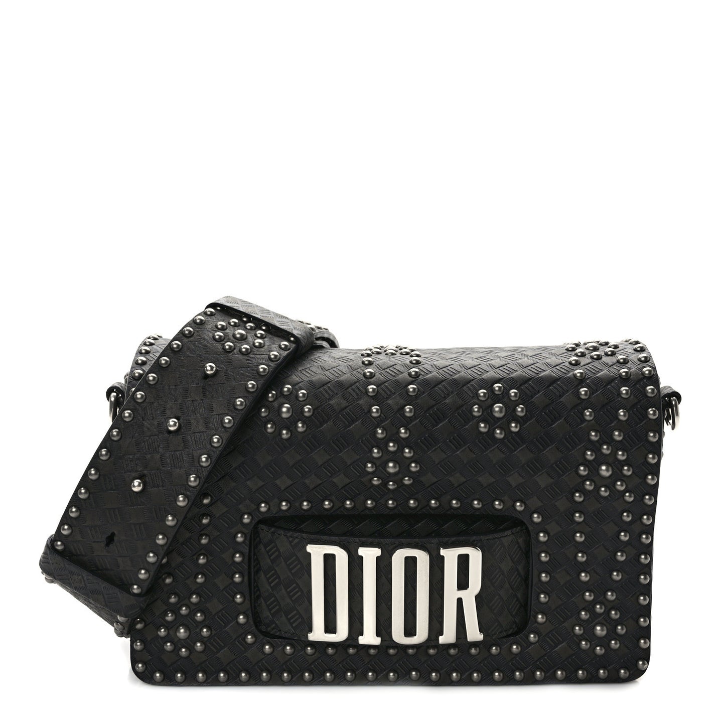 Calfskin Studded Dio(r)evolution Flap Bag Black