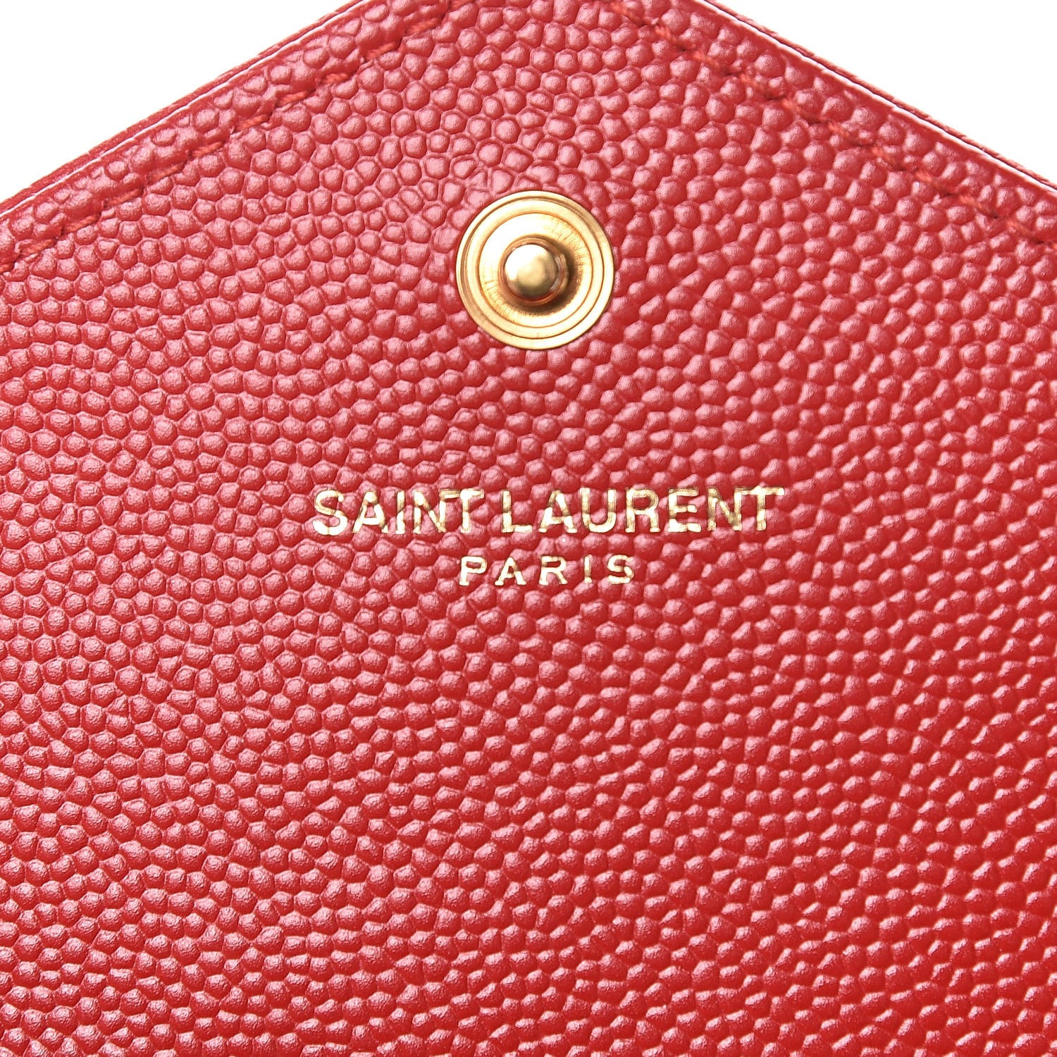 Saint Laurent Grain De Poudre Matelasse Chevron Small Monogram Envelope Wallet Rouge Eros 6 of 11