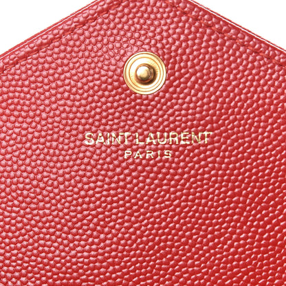 Saint Laurent Grain De Poudre Matelasse Chevron Small Monogram Envelope Wallet Rouge Eros 6 of 11