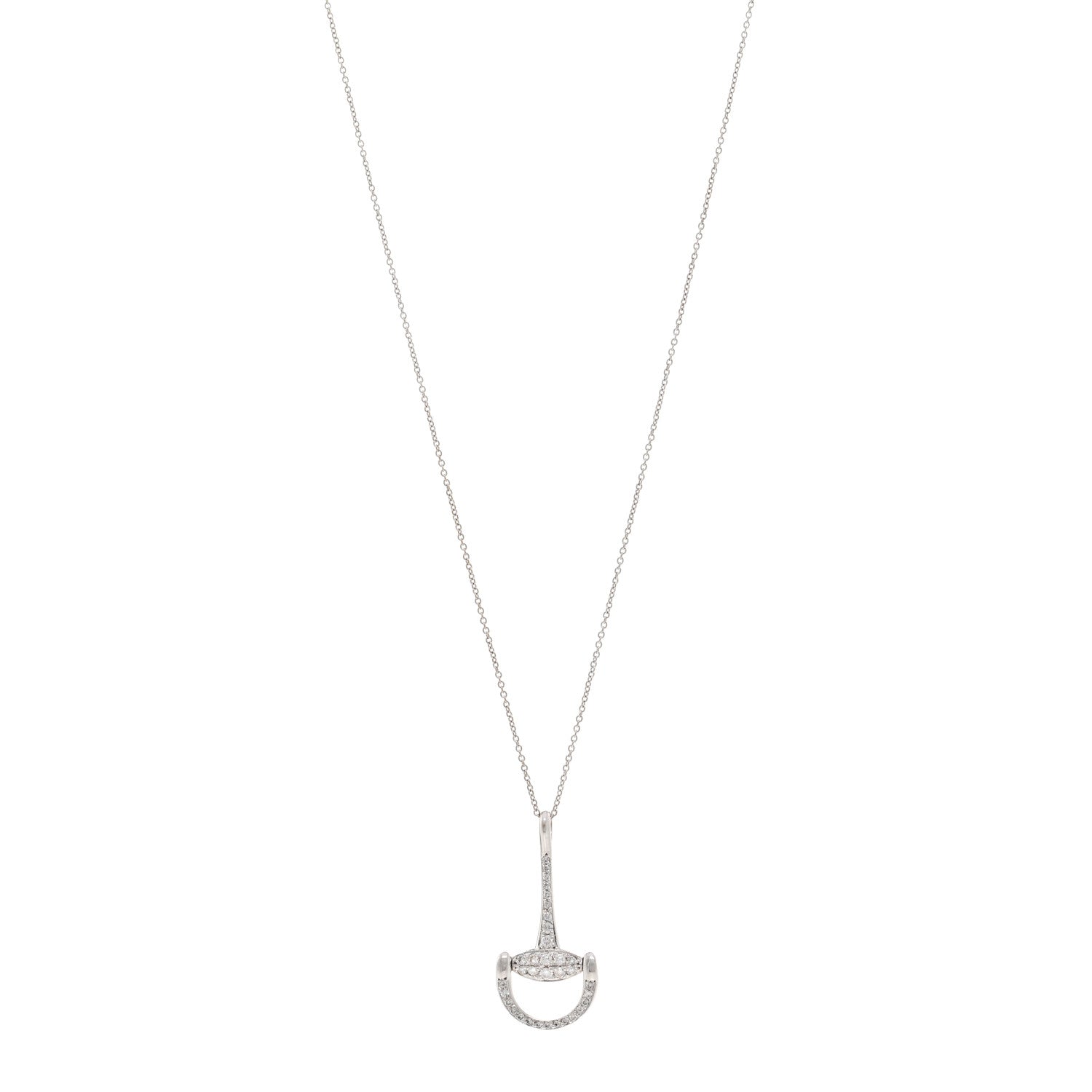 Roberto Coin 18K White Gold Diamond Stirrup Pendant Necklace 1 of 5