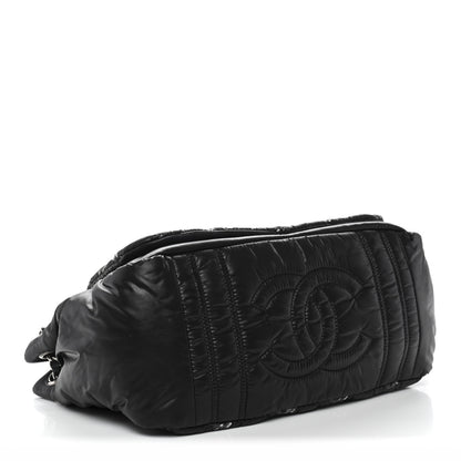 Chanel Nylon Quilted Tweed Stitch Bubble Accordion Flap Black 4 of 13
