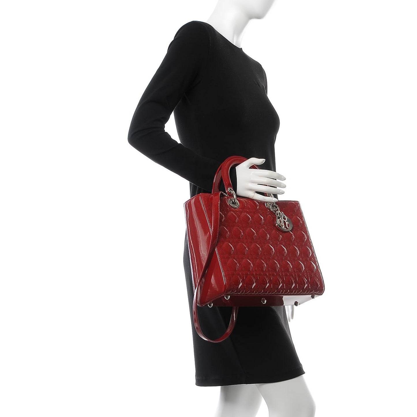 Patent Cannage Large Lady Dior Red