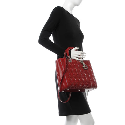 Christian Dior Patent Cannage Large Lady Dior Red 2 of 8