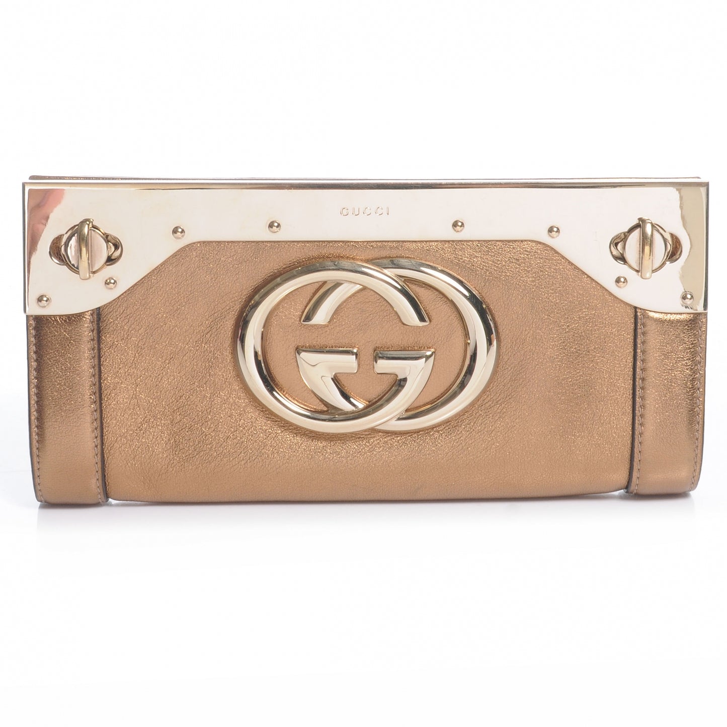Metallic Calfskin Britt Clutch Bronze
