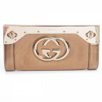 Gucci Metallic Calfskin Britt Clutch Bronze 1 of 9