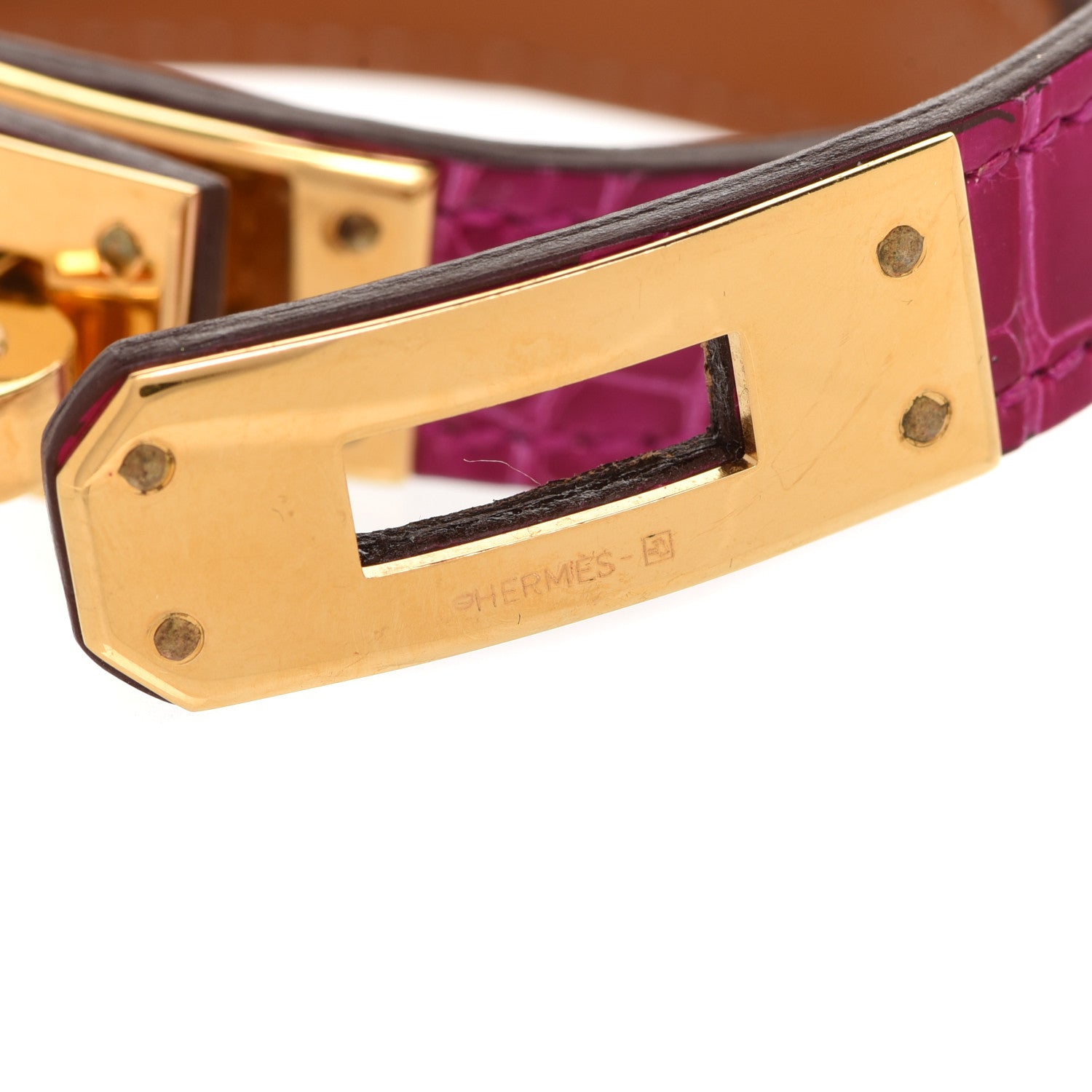 Hermes Shiny Alligator Kelly Double Tour Bracelet S Fuchsia 7 of 7