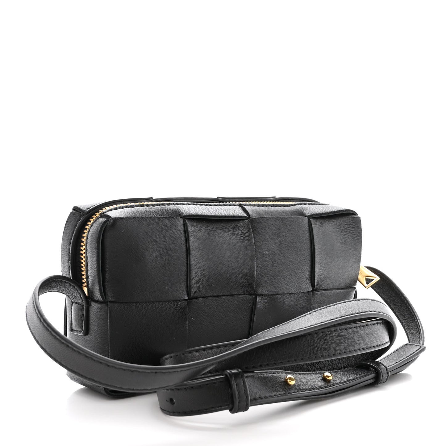 Lambskin Maxi Intreccio Cassette Phone Pouch Crossbody Bag Black