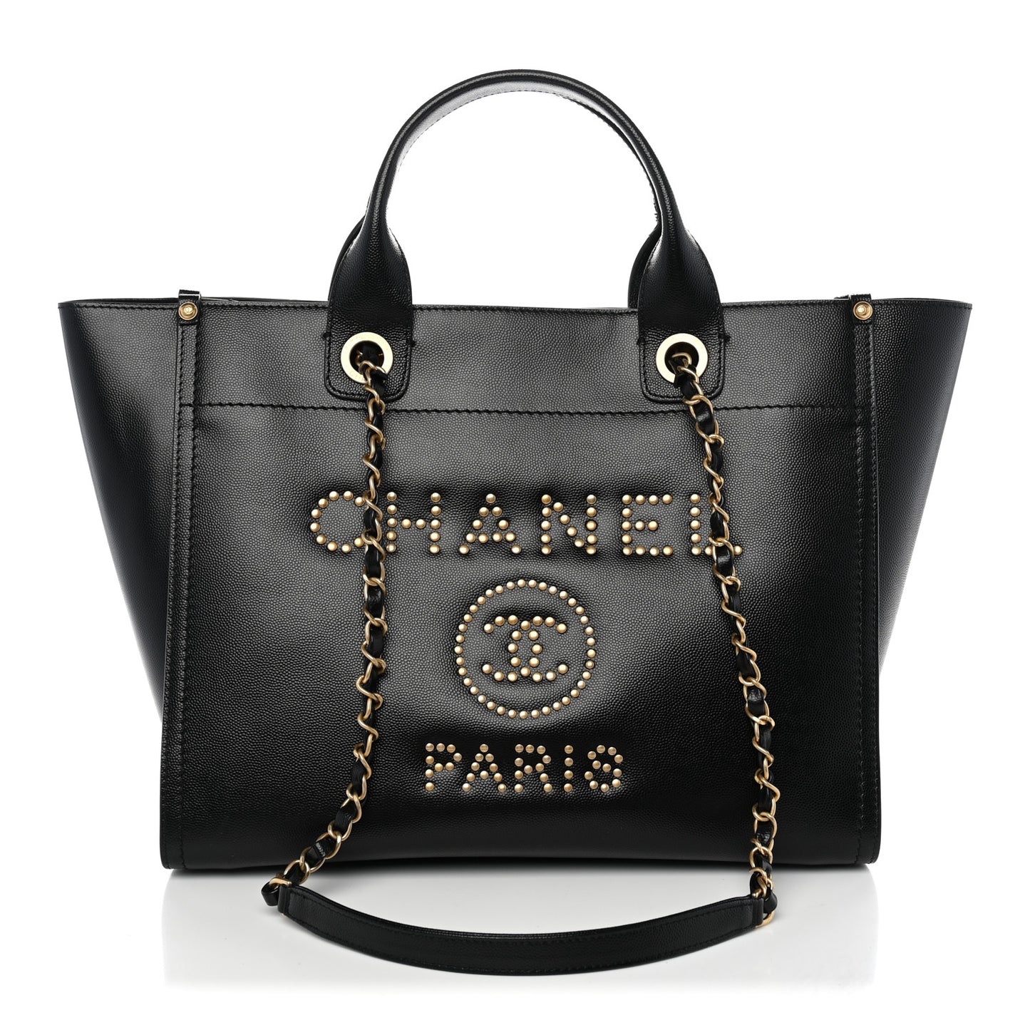 Caviar Small Studded Deauville Tote Black